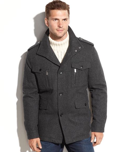 michael kors men's wool blend coat gray|Wool Blend Coat .